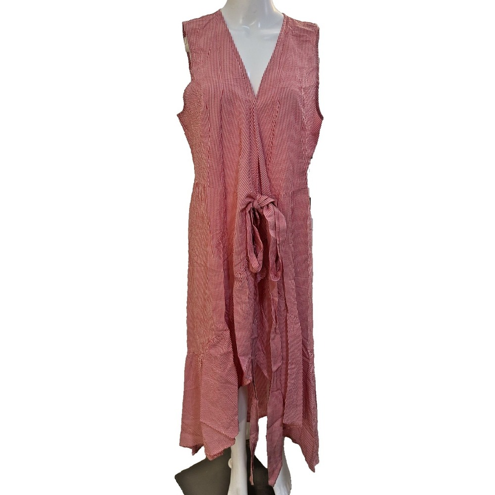Who What Wear Womans Asymmetrical Wrap Maxi Dress Size L Striped Beachy Resort